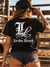 Load image into Gallery viewer, Saints & Outlaws Bad Habits Black Womens Tee