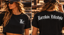 Load image into Gallery viewer, Saints & Outlaws Bad Habits Black Womens Tee