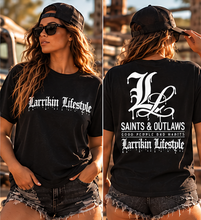 Load image into Gallery viewer, Saints & Outlaws Bad Habits Black Womens Tee