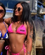 Load image into Gallery viewer, Neon Pink Bikini with side ties