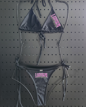 Load image into Gallery viewer, Saloon Script Black Gstring Bikini with Side ties