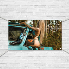 Load image into Gallery viewer, Womens crop Calendar bundle - 2024 chicks n Rigs Calendar, Vinyl wall banner, Mens Tank &amp; sticker pack
