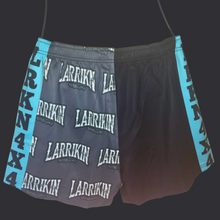 Load image into Gallery viewer, Footy Shorts - Black/Grey &amp; Blue  with Drawstring + Pockets
