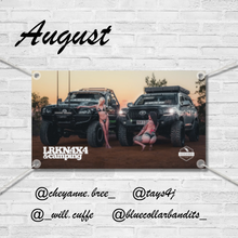 Load image into Gallery viewer, Banner with two off-road vehicles and people posing, featuring the brand &#39;LRN4X4 &amp; Camping&#39;.
