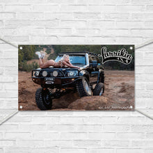 Load image into Gallery viewer, Womens crop Calendar bundle - 2024 chicks n Rigs Calendar, Vinyl wall banner, Mens Tank &amp; sticker pack
