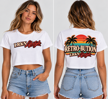 Load image into Gallery viewer, Retro-Bution Crop Tee White front and back
