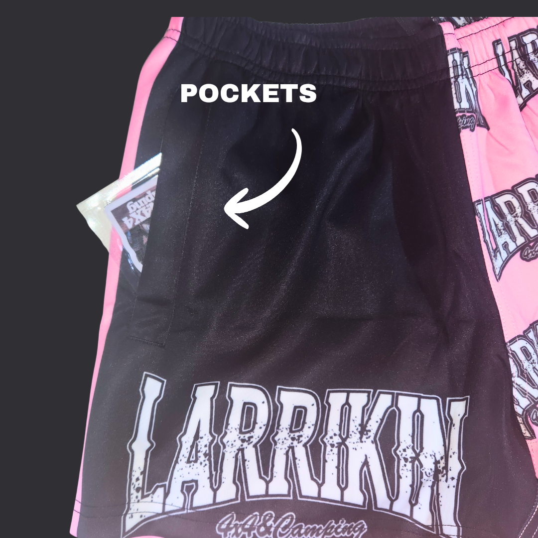 Women’s Pink LRKN4x4 Footy Shorts – Drawstring + Pockets