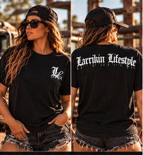 Load image into Gallery viewer, Saints &amp; Outlaws Bad Habits Black Womens Tee
