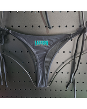 Load image into Gallery viewer, Saloon Script Black Gstring Bikini with Side ties
