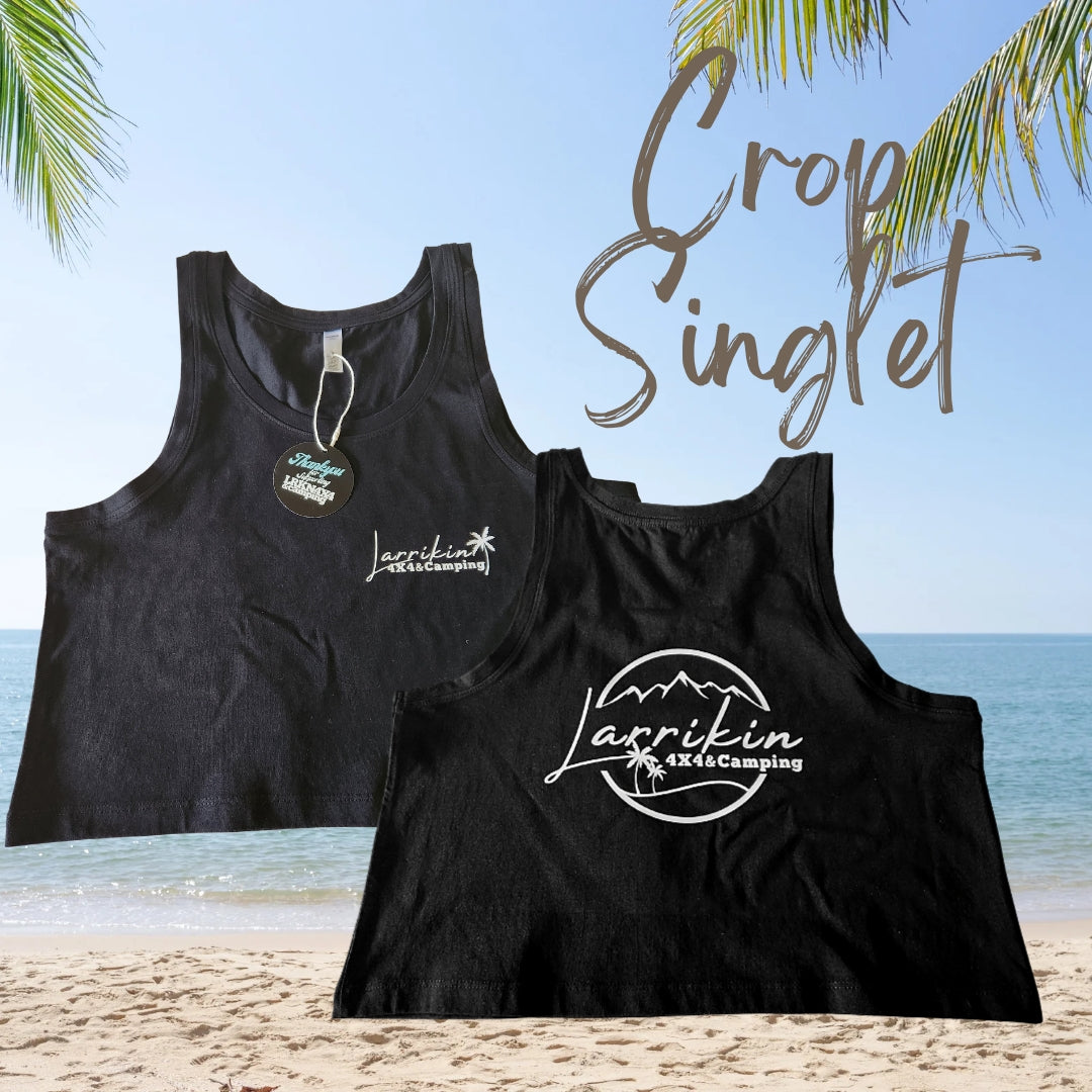 Women's black Crop Singlet